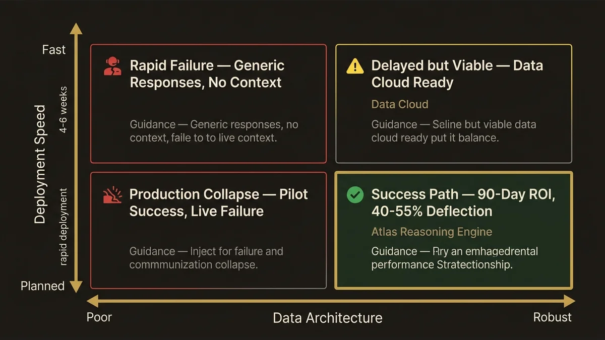 ESN Agentforce deployment success matrix: data architecture vs deployment speed trade-offs